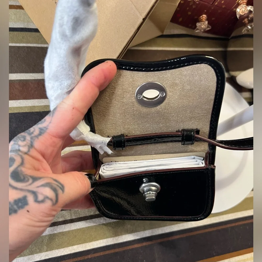 Coach Black “Full Inclusion” Patent Leather Tortoise Micro Coachtopia Crossbody